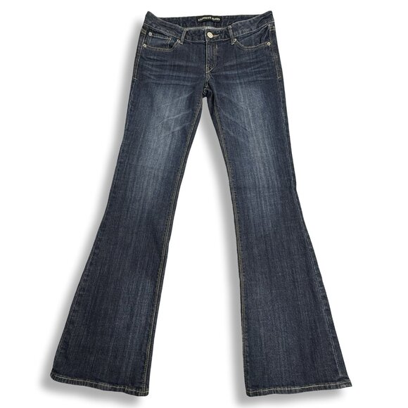 Express Jeans Womens 6 Stella Low Rise Bootcut Boho Stretch Dark Wash Blue 32x32 - Picture 1 of 8